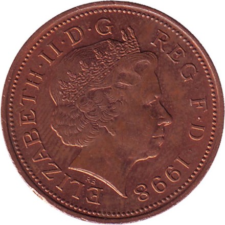 Монета 2 пенса. 1998 год, Великобритания. (Немагнитная). Монета 2 пенса. 1998 год, Великобритания. (Немагнитная).