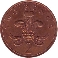 Монета 2 пенса. 1998 год, Великобритания. (Немагнитная). Монета 2 пенса. 1998 год, Великобритания. (Немагнитная).