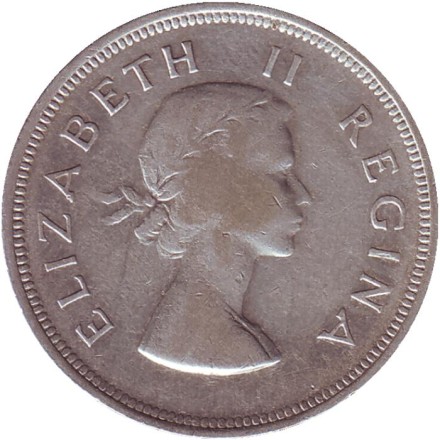 Монета 2,5 шиллинга. 1956 год, ЮАР.