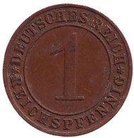 Монета 1 рейхспфенниг. 1934 год (F), Веймарская республика.