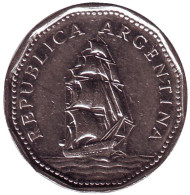 Монета 5 песо. 1967 год, Аргентина. Фрегат "Президент Сармьенто". Монета 5 песо. 1967 год, Аргентина. Фрегат "Президент Сармьенто".