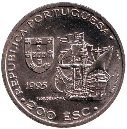 Монета 200 эскудо. 1995 год, Португалия. 480 лет со дня смерти Афонсу де Албукерки.