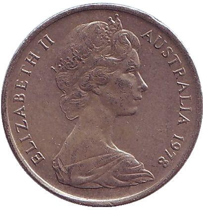 Монета 5 центов. 1978 год, Австралия. Ехидна.