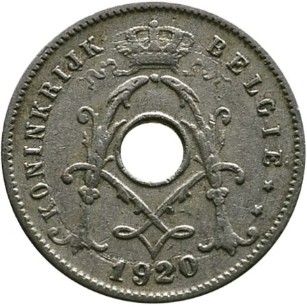 Монета 5 сантимов. 1920 год, Бельгия. (Belgie)