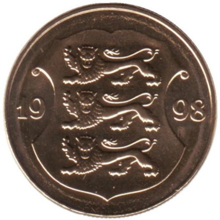 Монета 1 крона. 1998 год, Эстония. XF-aUNC