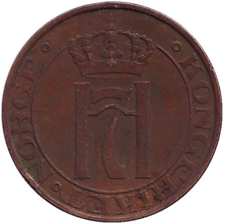 Монета 5 эре. 1938 год, Норвегия. Монета 5 эре. 1938 год, Норвегия.