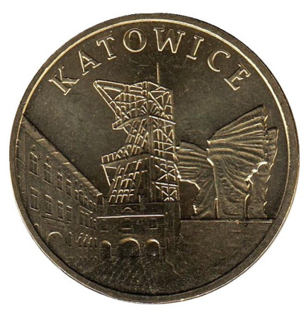 Монета 2 злотых, 2010 год, Польша. Катовице.