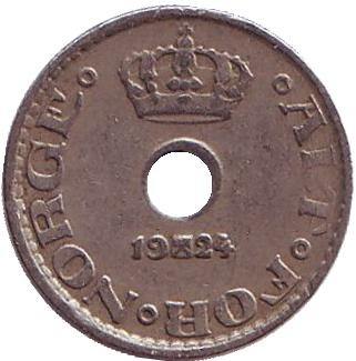 Монета 10 эре. 1924 год, Норвегия. Монета 10 эре. 1924 год, Норвегия.