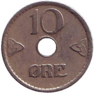 Монета 10 эре. 1924 год, Норвегия. Монета 10 эре. 1924 год, Норвегия.
