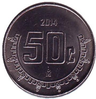 Монета 50 сентаво. 2014 год, Мексика.