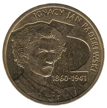 Монета 2 злотых, 2011 год, Польша. Игнаций Ян Падеревский.
