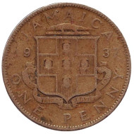 Монета 1 пенни. 1937 год, Ямайка. Монета 1 пенни. 1937 год, Ямайка.