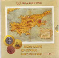 Набор монет евро в буклете (8 шт.), 2008 год, Кипр.