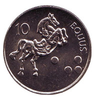 Монета 10 толаров. 2004 год, Словения. UNC. Лошадь. Монета 10 толаров. 2004 год, Словения. UNC. Лошадь.