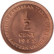 Монета 1/2 цента. 1955 год, Восточно-Карибские государства. aUNC. Монета 1/2 цента. 1955 год, Восточно-Карибские государства. aUNC.