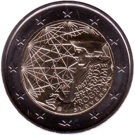 Монета 2 евро. 2022 год, Словакия. 35 лет программе Эразмус.