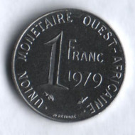Монета 1 франк. 1979 год, Западные Африканские штаты. Монета 1 франк. 1979 год, Западные Африканские штаты.