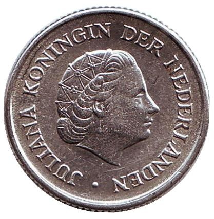 Монета 1/4 гульдена. 1967 год, Нидерландские Антильские острова. (Метка: "Рыба")