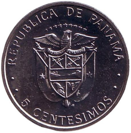 Монета 5 сентесимо. 1979 год, Панама. Карлос Финлей.