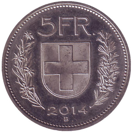 Монета 5 франков. 2014 год, Швейцария. Вильгельм Телль.