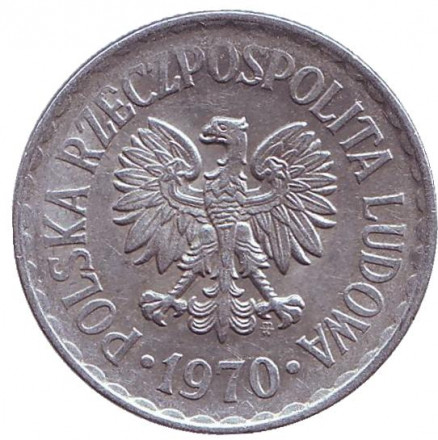 Монета 1 злотый. 1970 год, Польша.
