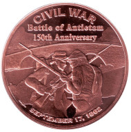 Битва при Энтитеме. Гражданская война. Монетовидный жетон. Унция меди 999. США. Битва при Энтитеме. Гражданская война. Монетовидный жетон. Унция меди 999. США.