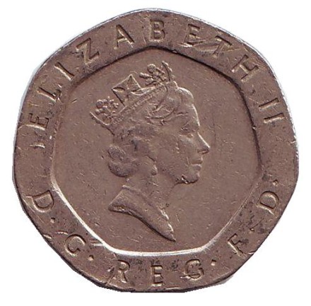 Монета 20 пенсов. 1988 год, Великобритания.