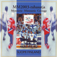 Чемпионат мира по хоккею 2003 года. Набор монет евро в буклете (8 шт.), 2003 год, Финляндия. (с жетоном) Чемпионат мира по хоккею 2003 года. Набор монет евро в буклете (8 шт.), 2003 год, Финляндия. (с жетоном)