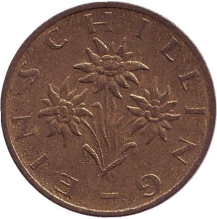 Монета 1 шиллинг. 1987 год, Австрия. Эдельвейс.