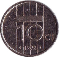 Монета 10 центов. 1992 год, Нидерланды. Монета 10 центов. 1992 год, Нидерланды.
