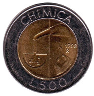 Монета 500 лир. 1998 год, Сан-Марино. Химия. Монета 500 лир. 1998 год, Сан-Марино. Химия.