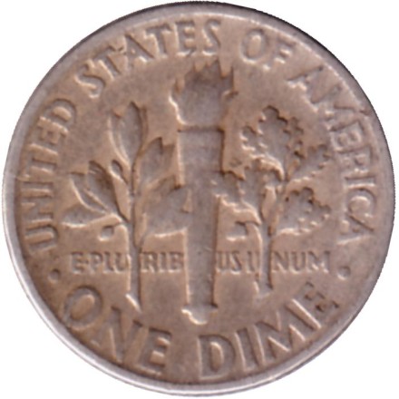 Монета 10 центов. 1954 год, США. (Без отметки монетного двора) Рузвельт. Монета 10 центов. 1954 год, США. (Без отметки монетного двора) Рузвельт.