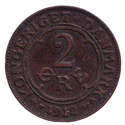 Монета 2 эре. 1912 год, Дания.