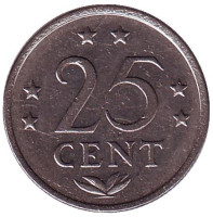 Монета 25 центов, 1982 год, Нидерландские Антильские острова. 