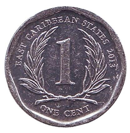 Монета 1 цент. 2013 год, Восточно-Карибские государства.
