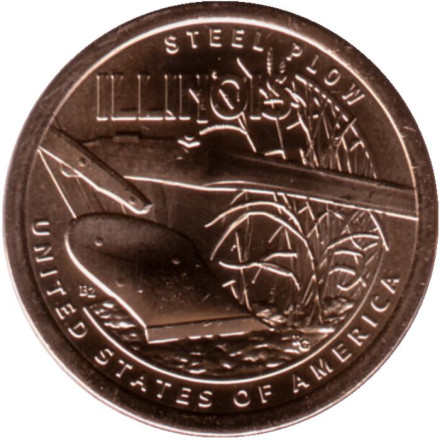 Монета 1 доллар. 2024 год (D), США. Стальной плуг. Серия "Американские инновации".