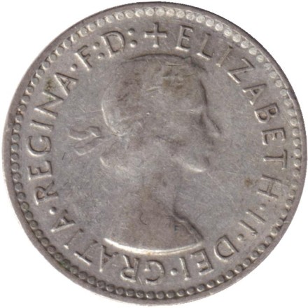 Монета 3 пенса. 1959 год, Австралия.