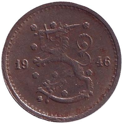 Монета 50 пенни. 1946 год, Финляндия.