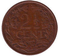 Монета 2,5 цента. 1947 год, Кюрасао. Монета 2,5 цента. 1947 год, Кюрасао.