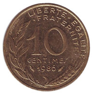 Монета 10 сантимов. 1986 год, Франция. Монета 10 сантимов. 1986 год, Франция.