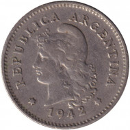 Монета 10 сентаво. 1942 год, Аргентина. Медно-никелевый сплав. Монета 10 сентаво. 1942 год, Аргентина. Медно-никелевый сплав.