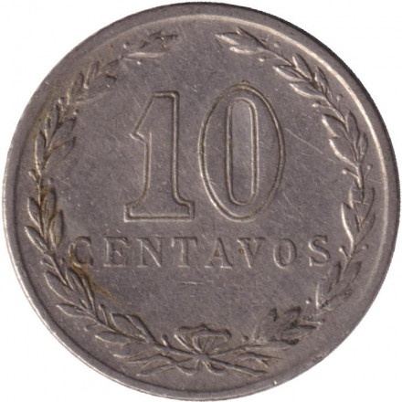Монета 10 сентаво. 1942 год, Аргентина. Медно-никелевый сплав.