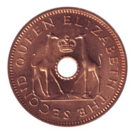 Монета 1/2 пенни. 1958 год, Родезия и Ньясаленд. Жирафы.