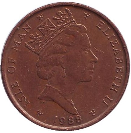 Монета 1 пенни, 1988 год, Остров Мэн. (AD) Токарный станок.