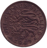 Монета 1 шиллинг. 1947 год, Кипр.