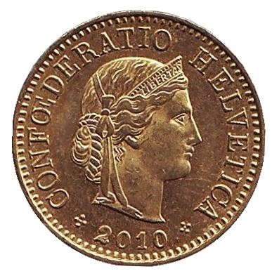 Монета 5 раппенов. 2010 год, Швейцария. Монета 5 раппенов. 2010 год, Швейцария.