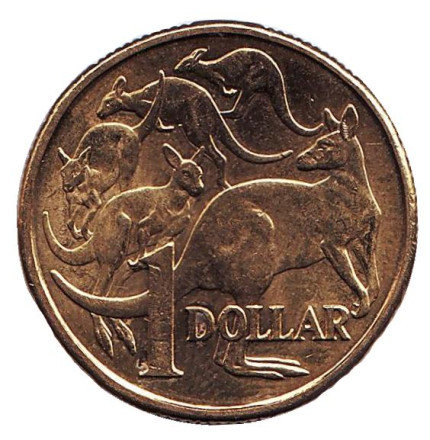Монета 1 доллар. 2018 год, Австралия. Кенгуру.