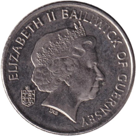 Монета 5 пенсов. 2010 год, Гернси. Парусники.