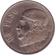 Монета 1 песо. 1974 год, Мексика. Хосе Мария Морелос. Монета 1 песо. 1974 год, Мексика. Хосе Мария Морелос.