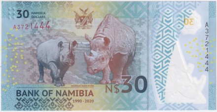 Банкнота 30 долларов. 2020 год, Намибия. 30 лет независимости.
